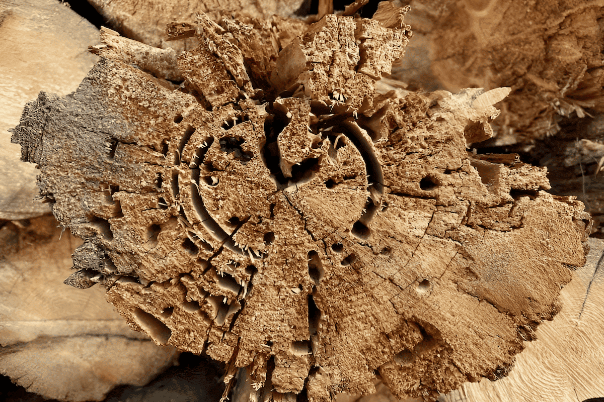 a tree stump infested with carpenter ants